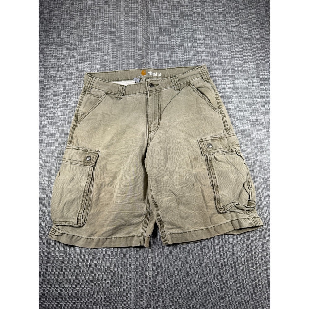 Carhartt Rugged Cargo Shorts Mens 34 Gray Cotton Relaxed Fit Tactical Outerwear